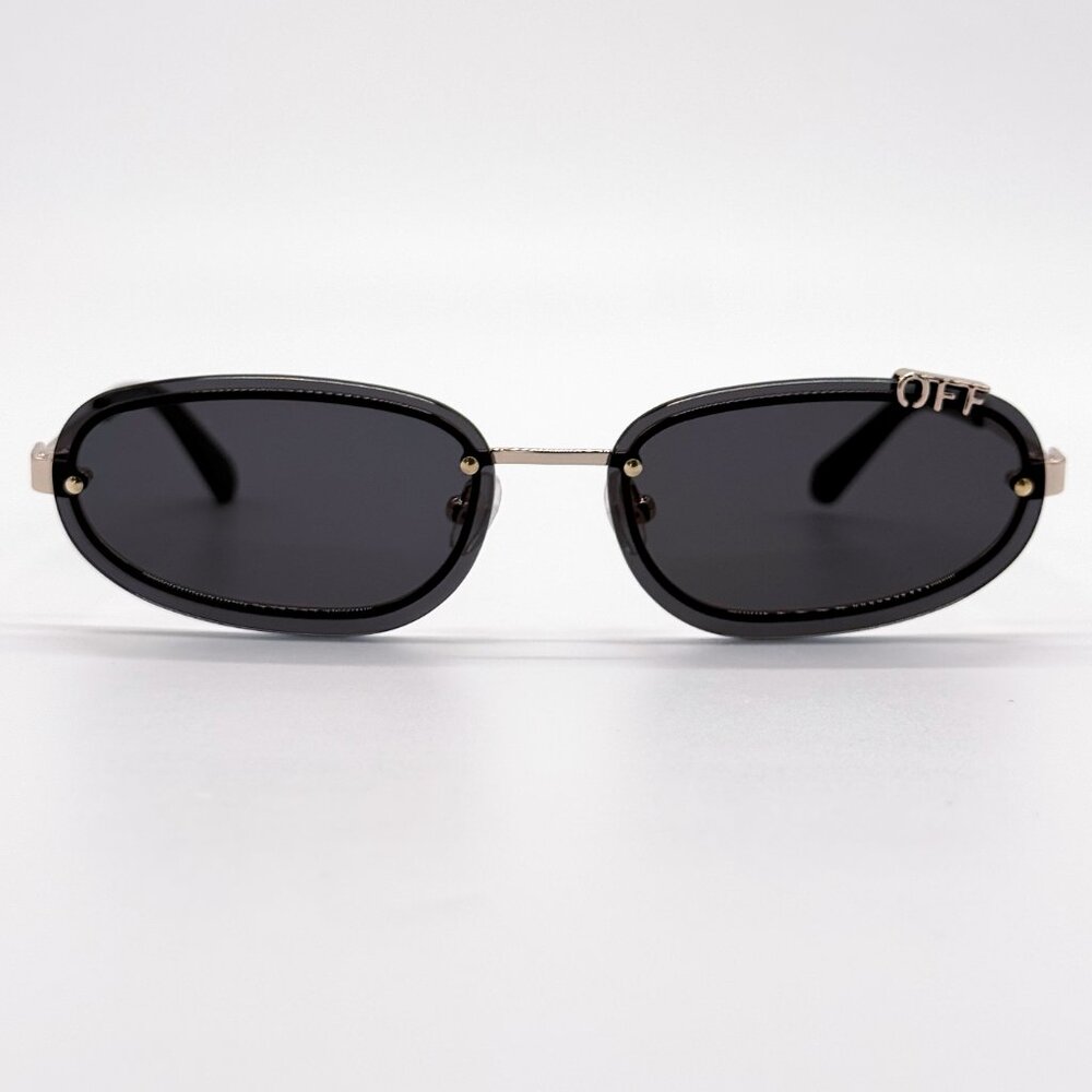NEW OFF-WHITE OERI13M MIAMI 7607 SUNGLASSES UNISEX OVAL BLACK GOLD - Picture 3 of 9